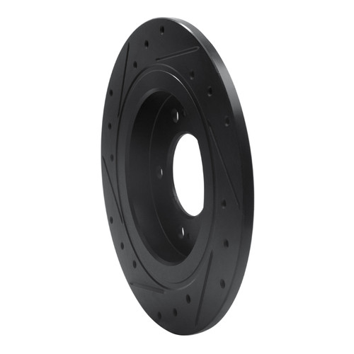 R1 13-25 Hyundai Elantra GT Rear Right Drilled & Slotted Black Brake Rotor