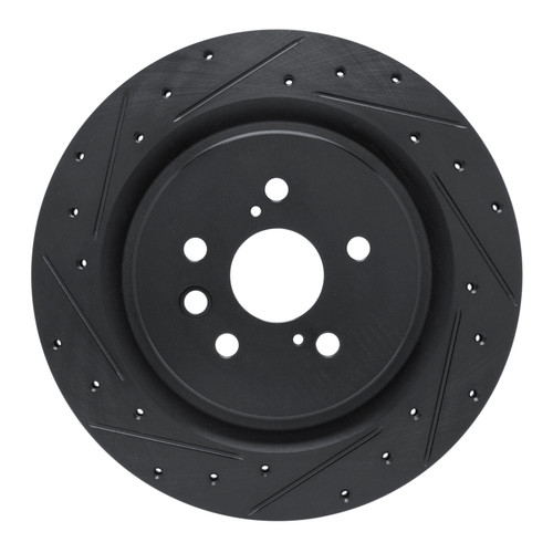 R1 2020-2025 Lexus RX350 Rear Left Drilled & Slotted Black Brake Rotor