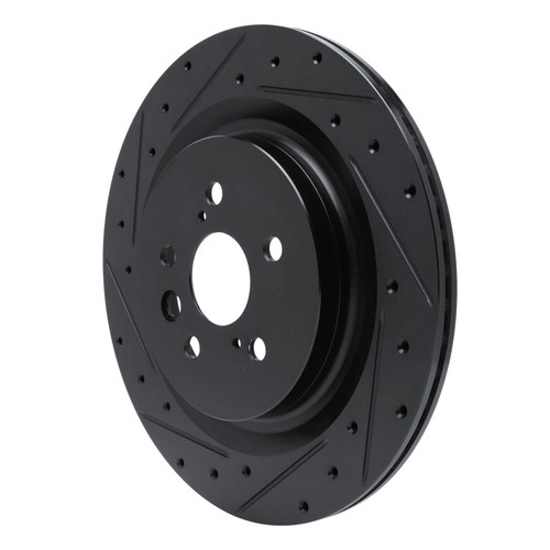 R1 2020-2025 Lexus RX350 Rear Left Drilled & Slotted Black Brake Rotor