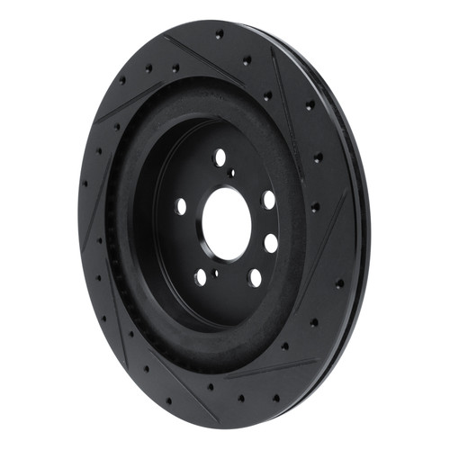 R1 2020-2025 Lexus RX350 Rear Left Drilled & Slotted Black Brake Rotor