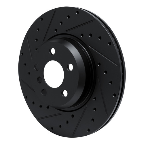 R1 18-25 BMW 430I xDrive Gran Coupe Front Left Drilled & Slotted Black Brake Rotor