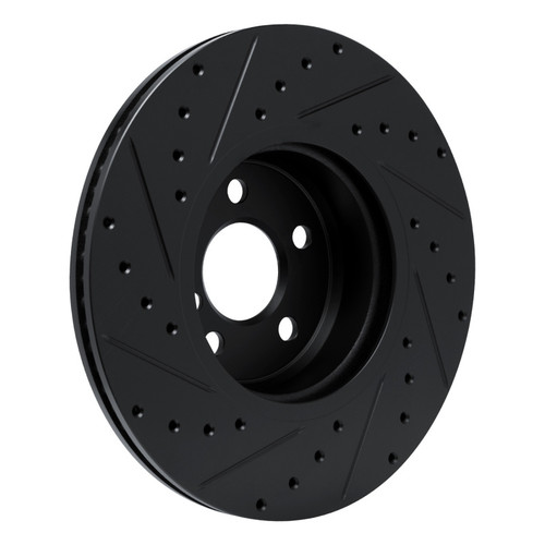 R1 18-25 BMW 430I xDrive Gran Coupe Front Left Drilled & Slotted Black Brake Rotor