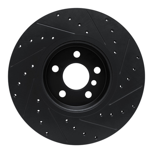 R1 18-25 BMW 430I xDrive Gran Coupe Front Left Drilled & Slotted Black Brake Rotor