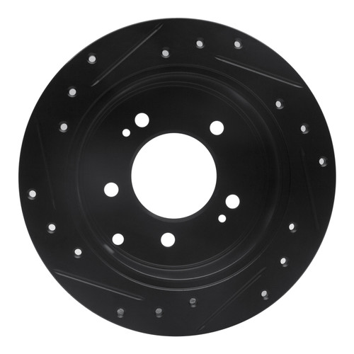 R1 10-13 Kia Soul Rear Right Drilled & Slotted Black Brake Rotor