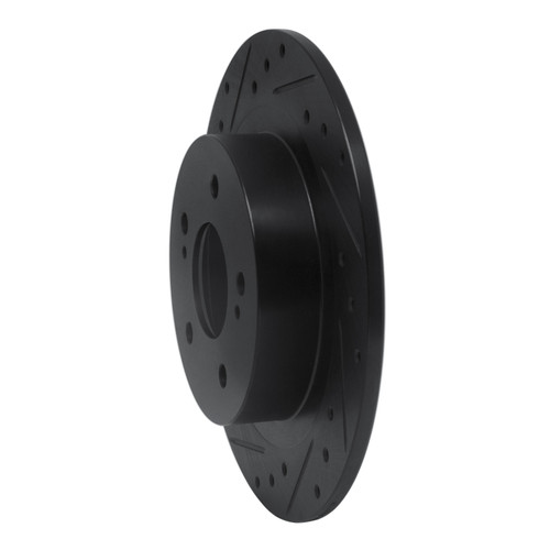 R1 1984-1988 Nissan 200SX Rear Left Drilled & Slotted Black Brake Rotor