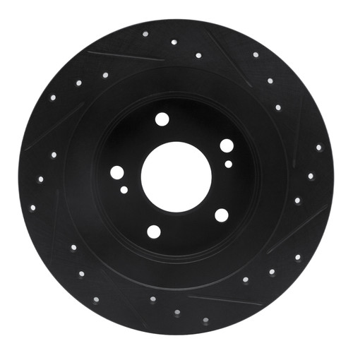 R1 1984-1988 Nissan 200SX Rear Left Drilled & Slotted Black Brake Rotor