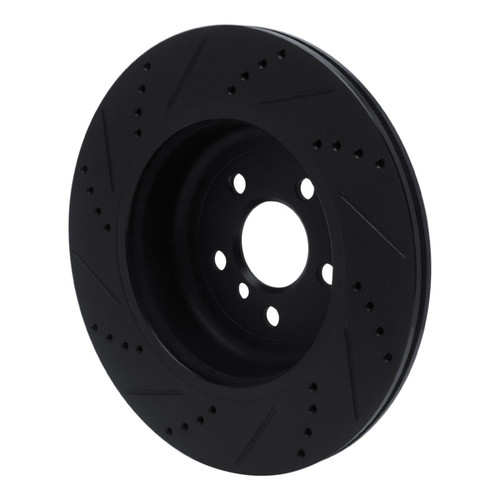 R1 17-25 BMW 530I Left Rear Drilled & Slotted Black Brake Rotor