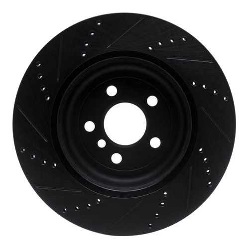 R1 17-25 BMW 530I Left Rear Drilled & Slotted Black Brake Rotor