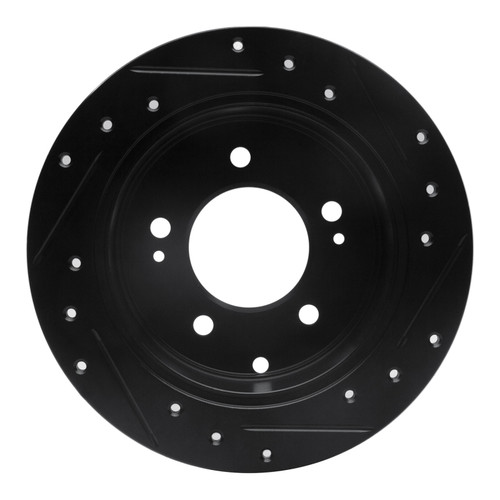 R1 10-13 Kia Forte Rear Left Drilled & Slotted Black Brake Rotor