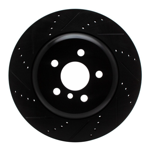 R1 17-25 BMW 430I Right Rear Drilled & Slotted Black Brake Rotor
