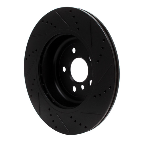 R1 17-25 BMW 430I Right Rear Drilled & Slotted Black Brake Rotor