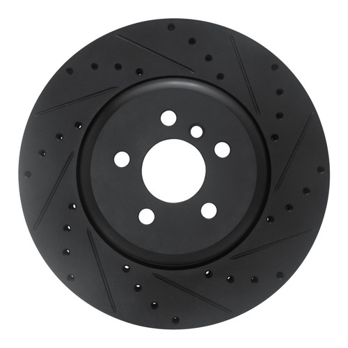 R1 17-25 BMW 330I Front Right Drilled & Slotted Black Brake Rotor