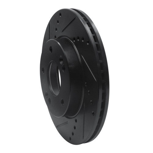 R1 10-11 Kia Soul Front Left Drilled & Slotted Black Brake Rotor