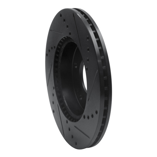 R1 10-11 Kia Soul Front Left Drilled & Slotted Black Brake Rotor