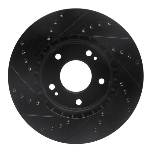 R1 10-13 Kia Forte Koup Front Right Drilled & Slotted Black Brake Rotor