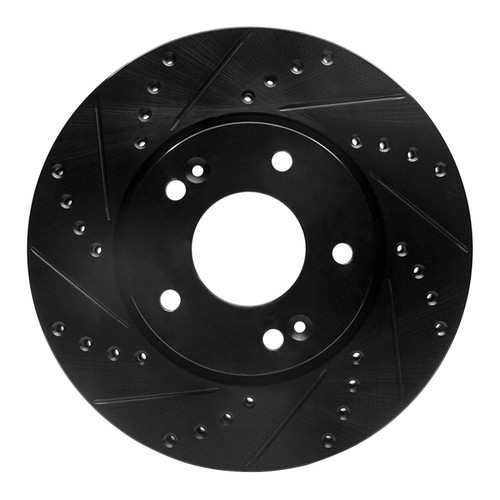 R1 10-13 Kia Forte Front Left Drilled & Slotted Black Brake Rotor