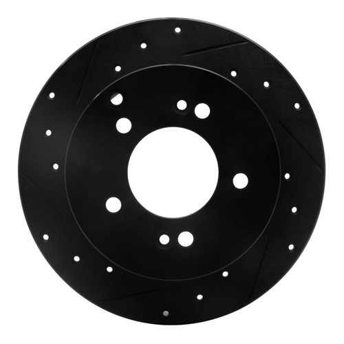 R1 07-12 Kia Rondo (USA) Rear Left Drilled & Slotted Black Brake Rotor