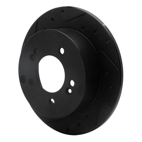 R1 07-12 Kia Rondo (USA) Rear Left Drilled & Slotted Black Brake Rotor