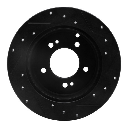 R1 07-12 Kia Rondo (USA) Rear Left Drilled & Slotted Black Brake Rotor