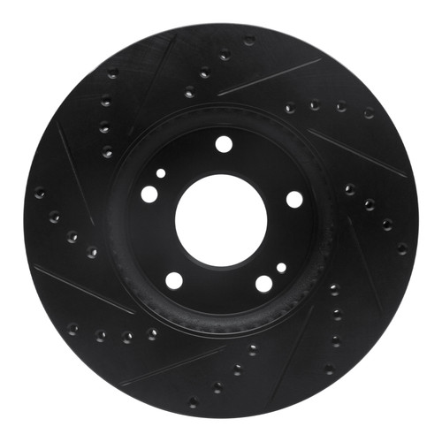 R1 07-10 Kia Rondo (Canada) Front Right Drilled & Slotted Black Brake Rotor