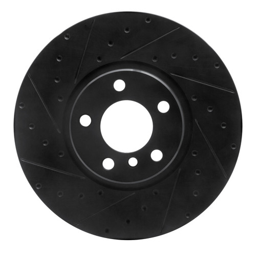 R1 16-18 BMW X4 Left Front Drilled & Slotted Black Brake Rotor