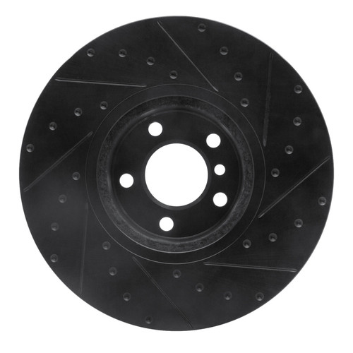 R1 16-18 BMW X4 Left Front Drilled & Slotted Black Brake Rotor