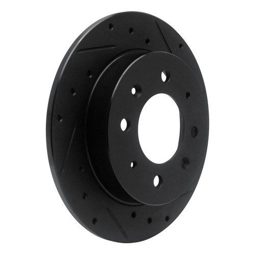 R1 04-09 Kia Spectra Rear Right Drilled & Slotted Black Brake Rotor