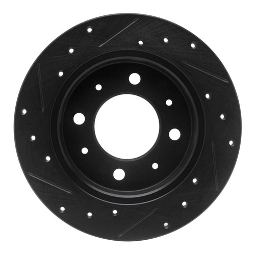 R1 04-09 Kia Spectra Rear Right Drilled & Slotted Black Brake Rotor