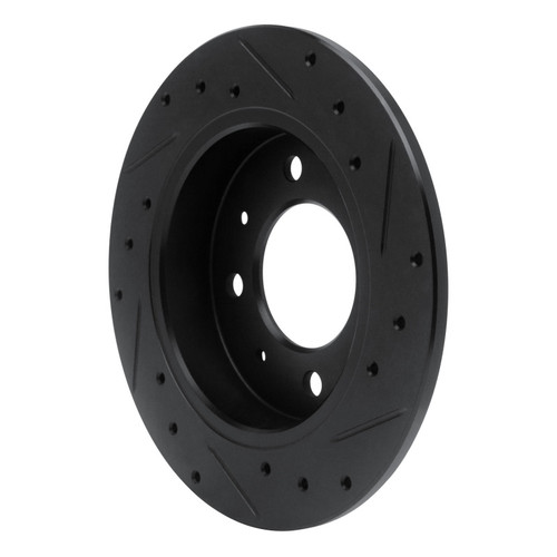 R1 04-09 Kia Spectra Rear Left Drilled & Slotted Black Brake Rotor