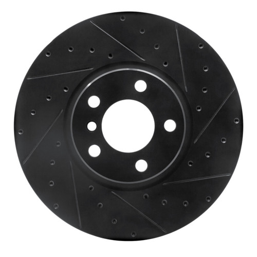 R1 16-18 BMW X4 Right Front Drilled & Slotted Black Brake Rotor