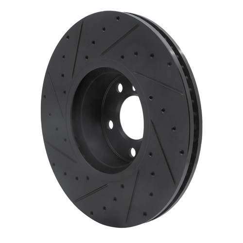 R1 16-18 BMW X4 Right Front Drilled & Slotted Black Brake Rotor