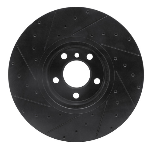 R1 16-18 BMW X4 Right Front Drilled & Slotted Black Brake Rotor