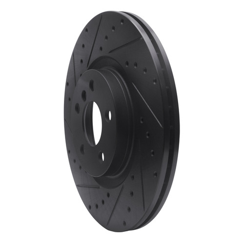 R1 15-25 BMW X2 Front Left Drilled & Slotted Black Brake Rotor