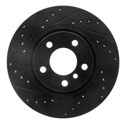R1 11-18 BMW X4 Rear Left Drilled & Slotted Black Brake Rotor