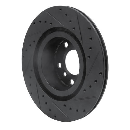 R1 11-18 BMW X4 Rear Left Drilled & Slotted Black Brake Rotor