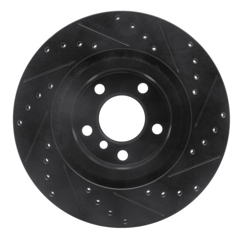 R1 11-18 BMW X4 Rear Left Drilled & Slotted Black Brake Rotor