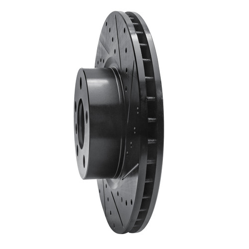 R1 11-18 BMW X4 Front Right Drilled & Slotted Black Brake Rotor