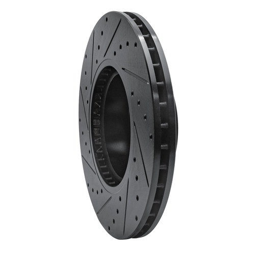 R1 11-18 BMW X4 Front Right Drilled & Slotted Black Brake Rotor