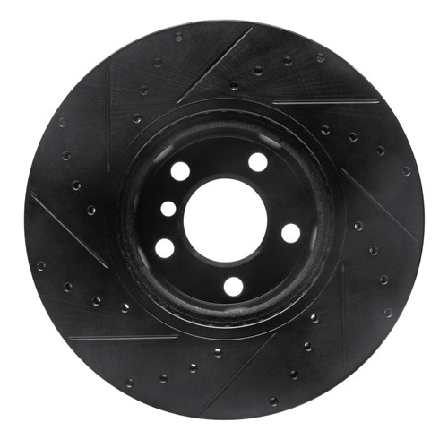 R1 11-18 BMW X4 Front Right Drilled & Slotted Black Brake Rotor