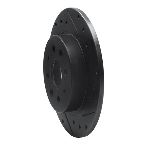 R1 98-03 Kia Sephia Rear Right Drilled & Slotted Black Brake Rotor