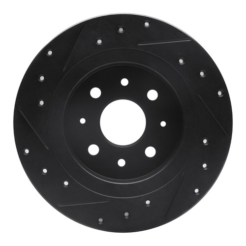 R1 98-03 Kia Sephia Rear Right Drilled & Slotted Black Brake Rotor