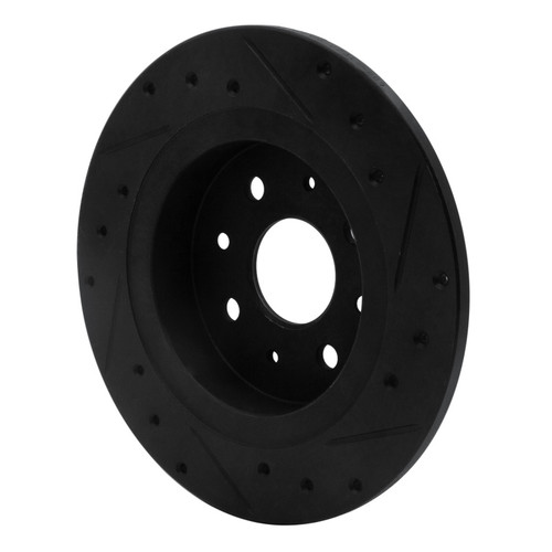 R1 98-03 Kia Sephia Rear Left Drilled & Slotted Black Brake Rotor