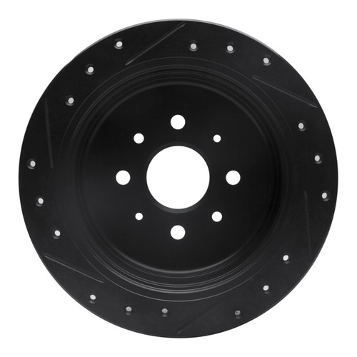 R1 95-97 Kia Sephia Rear Right Drilled & Slotted Black Brake Rotor