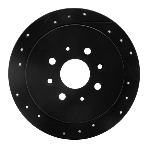 R1 95-97 Kia Sephia Rear Left Drilled & Slotted Black Brake Rotor