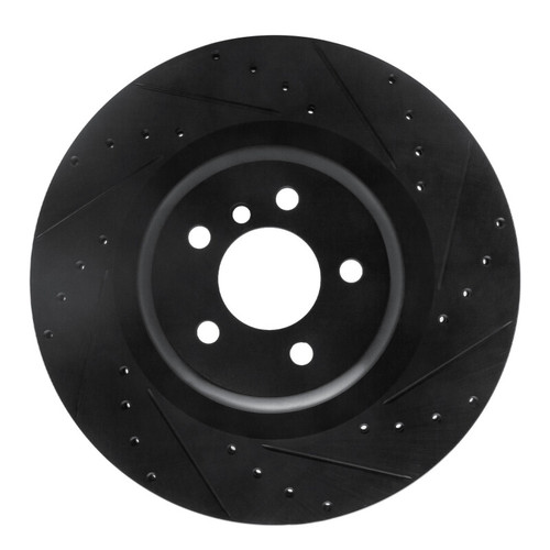 R1 10-14 BMW X6 Rear Right Drilled & Slotted Black Brake Rotor