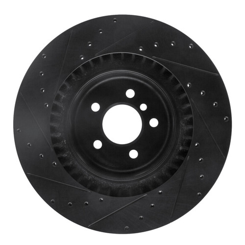 R1 10-14 BMW X6 Rear Right Drilled & Slotted Black Brake Rotor