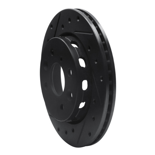 R1 94-00 Kia Sephia Front Left Drilled & Slotted Black Brake Rotor