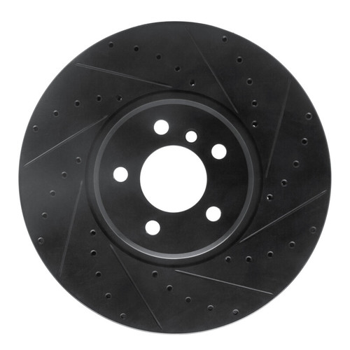 R1 08-19 BMW X5 Front Right Drilled & Slotted Black Brake Rotor
