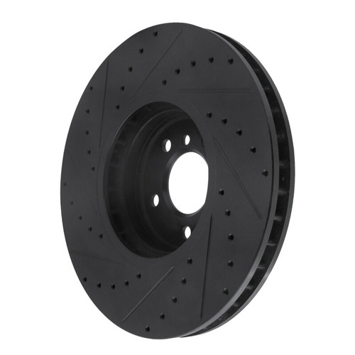 R1 08-19 BMW X5 Front Right Drilled & Slotted Black Brake Rotor