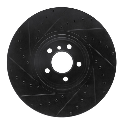 R1 08-19 BMW X5 Front Right Drilled & Slotted Black Brake Rotor